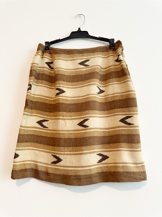 Jones New York Dresses & Skirts - Cowgirl Vintage Brown and Cream 100% Silk Western A-Line Skirt